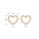 Oorknoppen Hartvorm met Zirkonia van 14 Karaat Geelgoud - Formaat 7x6.5mm
