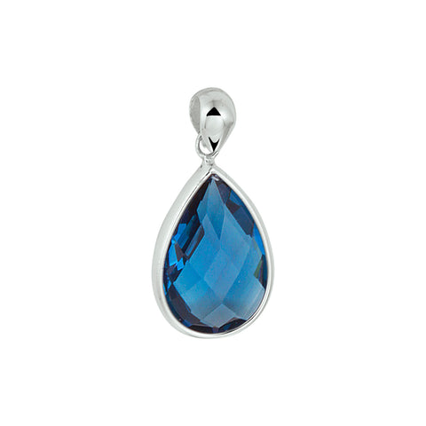 Hanger Druppelvorm 15 x 18 mm met London Blue Kwarts 2.10ct, 14 Karaat Witgoud