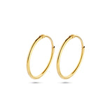 Oorringen van 14 Karaat Geelgoud Ronde Buis 1.3mm - Diameter 17mm