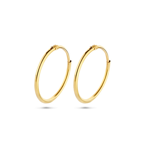Oorringen van 14 Karaat Geelgoud Ronde Buis 1.3mm - Diameter 17mm