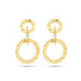 14 Karaat Geelgouden Ronde Oorhangers Reliëf - Hoogte 10mm