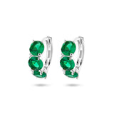 Klapoorringen met Groen Zirkonia, Gerhodineerd Zilver - Hoogte 11mm