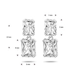 Oorhangers van Gerhodineerd Zilver met Wit Zirkonia - Formaat 6x17mm