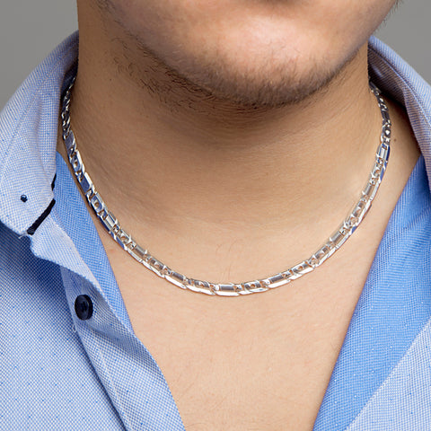 Collier van 925 Zilver, Valkenoog schakel 7mm - Lengte 50cm