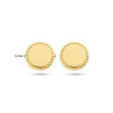 Oorknoppen Rond met een rand met Bolletjes, 14 Karaat Geelgoud - Diameter 5.5mm