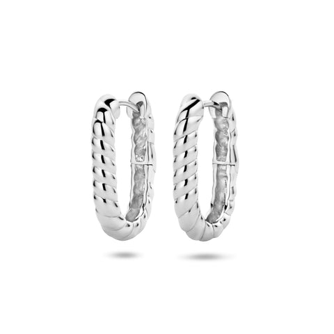 Klapoorringen van Gerhodineerd Zilver met Schakelmotief - Formaat 3.5x22mm