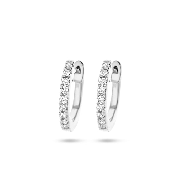 14 Karaat Witgouden Klapoorringen met Diamant 0.06ct (2x 0.03ct)