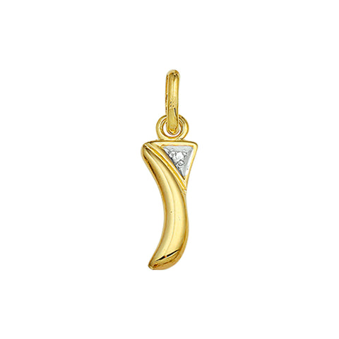 14 Karaat Geelgouden hanger met Diamant 0.005ct - Letter I - 5.5 x 16 mm