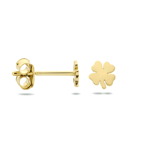 Oorknoppen Klaver vorm van 14 Karaat Geelgoud - Formaat 4x4mm
