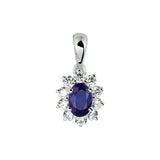 14 Karaat Witgouden Hanger met Saffier 0.14ct en Zirkonia - Formaat 8.5x10.5mm