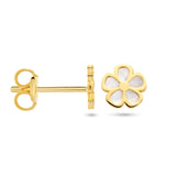 14 Karaat Geelgouden Oorknoppen in Bloemvorm met Parelmoer - Diameter 5.5 mm
