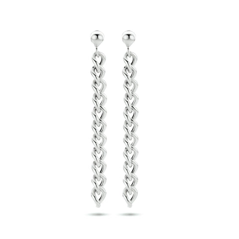 Oorhangers met Schakelmotief van Gerhodineerd Zilver - Hoogte 50mm