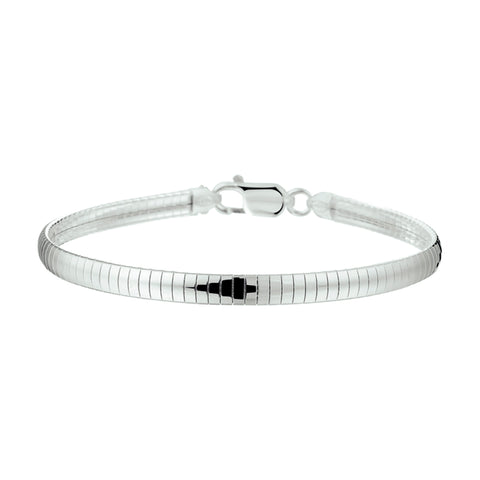 Damesarmband 7mm van 925 Zilver, Omega schakel (bol) - Lengte 18cm