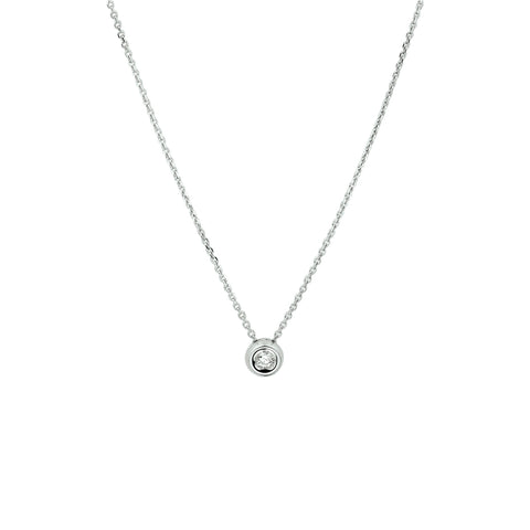 Witgouden collier lengte 41cm+4 - Anker Rond 1 mm - Diamant 0.05ct - 14Krt. Goud