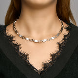 Damescollier van Edelstaal, Platte Elementen (Choker) 8mm - Lengte 42cm+3