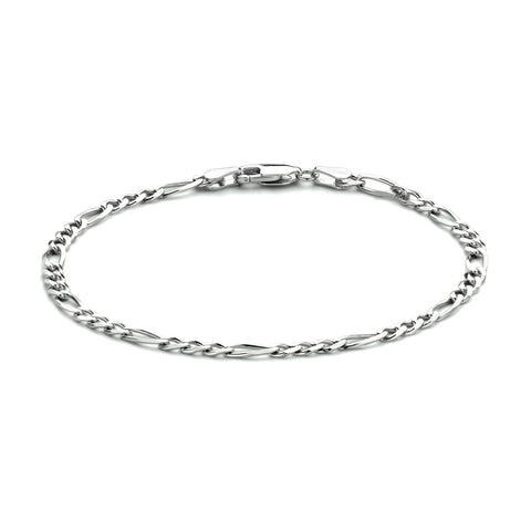 Damesarmband 3.3mm van Gerhodineerd Zilver, Figaro schakel - Lengte 19cm