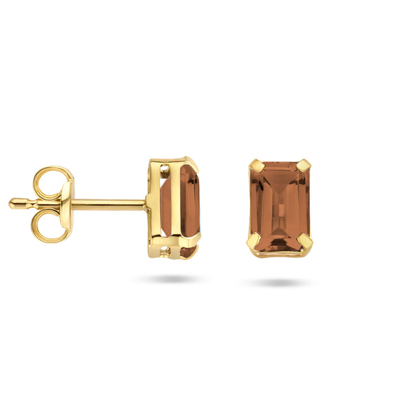 Oorknoppen met Rookkwarts 1.10ct (2x 0.55ct) 14 Karaat Geelgoud - Formaat 4x6mm