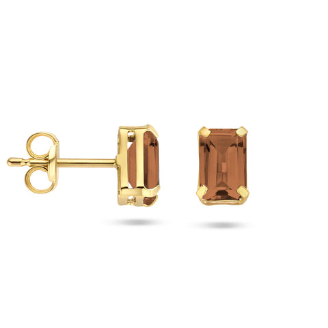Oorknoppen met Rookkwarts 1.10ct (2x 0.55ct) 14 Karaat Geelgoud - Formaat 4x6mm