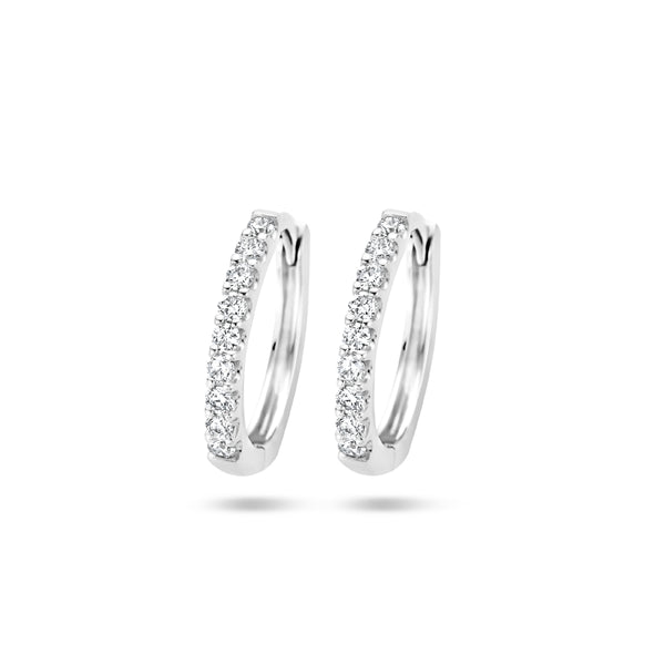 14 Karaat Witgouden Klapoorringen met Diamant 0.20ct (2x0.10ct)