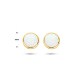 Oorknoppen met Wit Opaliet, 14 Karaat Geelgoud - Diameter 6mm
