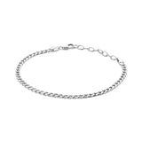 Damesarmband 3mm van Gerhodineerd Zilver, Gourmet schakel - Lengte 16+3cm