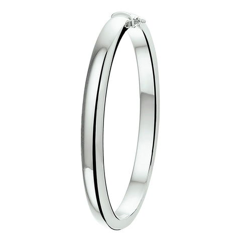 Damesarmband 6mm Bangle van 925 Zilver, Bolle buis met scharnier- Diameter 60mm