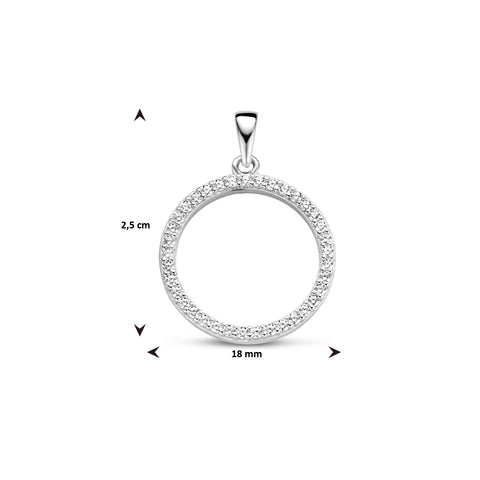 Ronde Hanger met Zirkonia van Gerhodineerd Zilver - Diameter 18mm