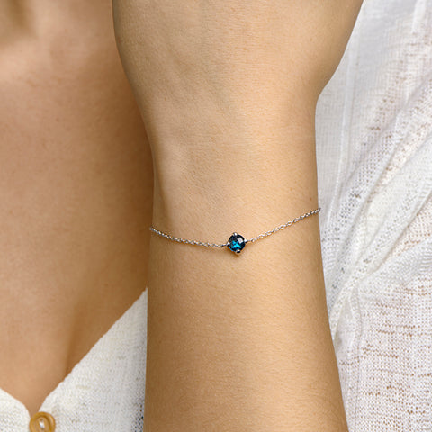 Armband Synth. Blauw Topaas 17 + 3 Cm Zilver Gerhodineerd