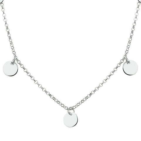 Damescollier van Gerhodineerd Zilver, Jasseron schakel 2mm met drie Rondjes - Lengte 40+4cm