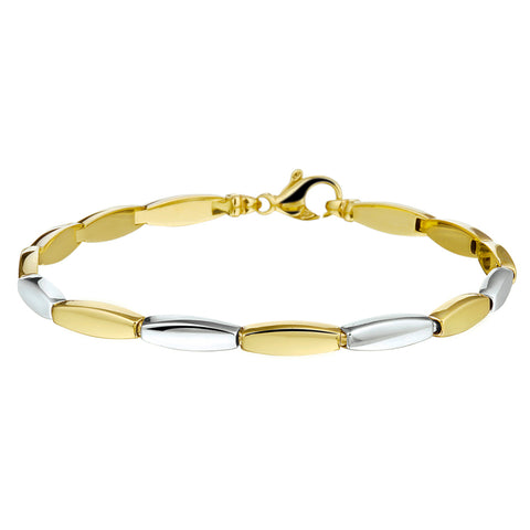 Damesarmband 4mm van 14 Karaat Goud - Bicolor Geelgoud/Witgoud, Choker Stijl - Lengte 19cm