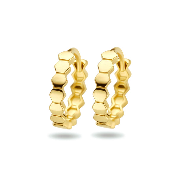 14 Karaat Geelgouden Klapoorringen Zeshoek - Diameter 12mm en Dikte 2.5mm