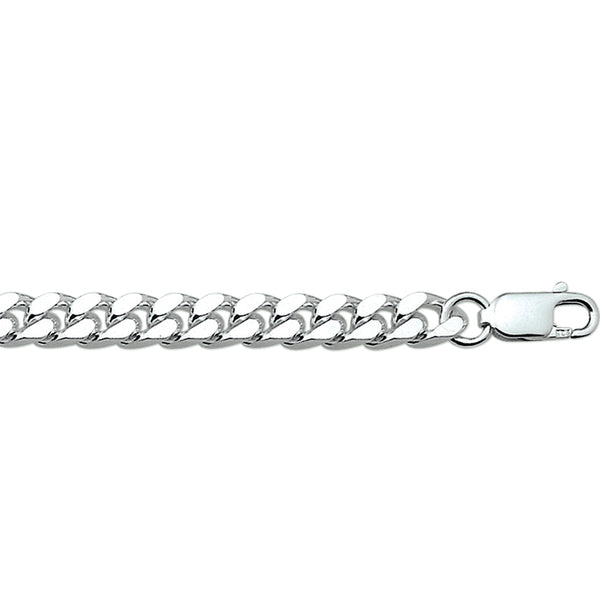 Zilveren collier lengte 50 cm - Gourmet 6 Zijdes Geslepen 5,5 mm - Zilver Wit