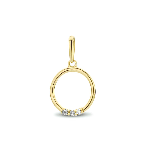Ronde Hanger met Zirkonia - 14 Karaat Geelgoud - Diameter 10mm