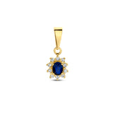 14 Karaat Geelgouden Hanger met Saffier 0.28ct en Zirkonia - Formaat 7x10mm