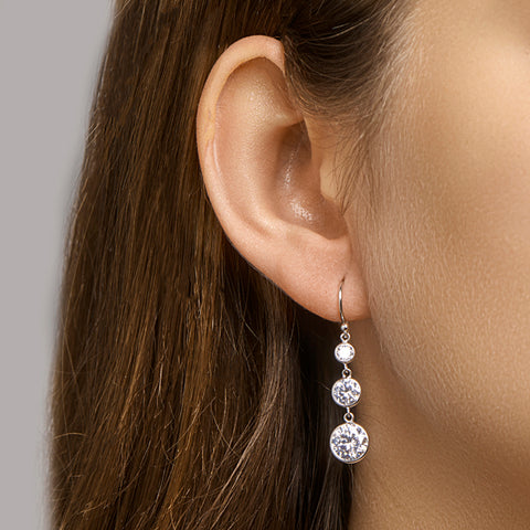 Oorhangers Franse Haak van Gerhodineerd Zilver met Zirkonia - Formaat 6.5x16mm