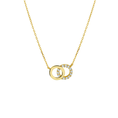 Geelgouden collier lengte 40cm+4 - Zirkonia 0,8 mm - 14Krt. Goud