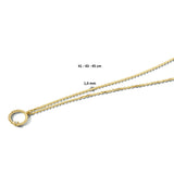 Damescollier van 14 Karaat Geelgoud, Ronde hanger met Diamant 0.01ct G Si - Lengte 41+4cm