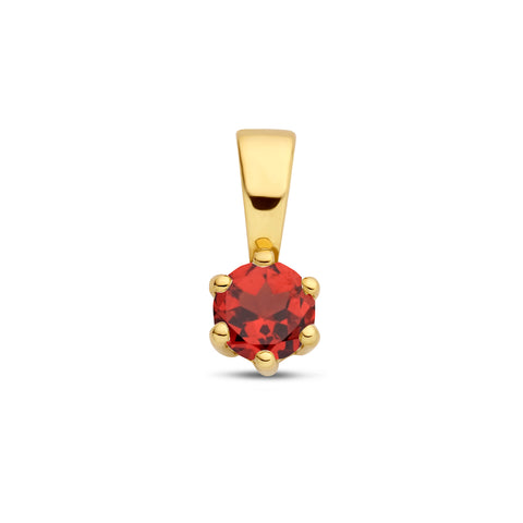 Hanger met Geboortesteen Januari | Granaat met 14 Karaat Geelgoud - Formaat 7.5 x 20mm