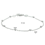 Damesarmband 1mm van Gerhodineerd Zilver, Bolletjes 2.5mm - Lengte 17+2cm