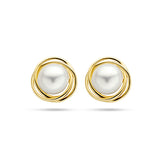 Oorknoppen met Parel 8mm en 14 Karaat Geelgoud - Diameter 12mm
