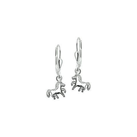 Kinderoorhangers Paard Brisur Haak van Gerhodineerd Zilver - Formaat 9 x 24 mm