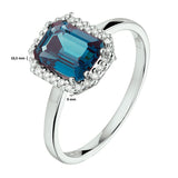 Ring London Blue Topaas 2.00ct En Diamant H Si Goud (Witgoud)