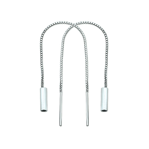 Doortrekoorbellen met Staafje van 925 Zilver - Hoogte 100mm