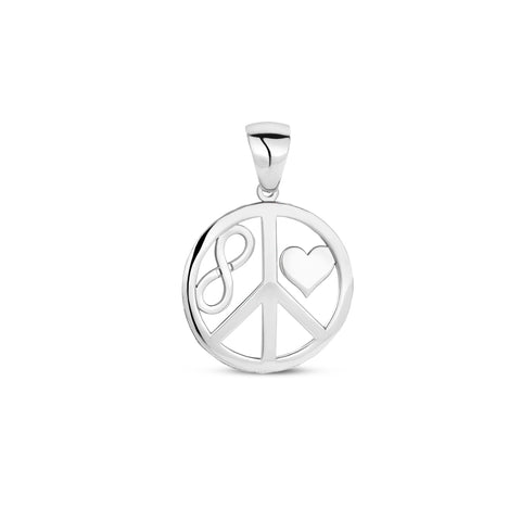 Hanger Cirkel Hart, Peace En Infinity Zilver Gerhodineerd