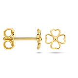 Oorknoppen Klaver vorm van 14 Karaat Geelgoud - Formaat 6x6mm