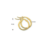 Oorringen van 14 Karaat Geelgoud met Ronde Buis 2.5 mm - Diameter 35mm