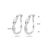 Gerhodineerd Zilveren Oorringen Gedraaide Buis 3.5 mm - Diameter 20 mm