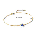 Damesarmband van 14 Karaat Geelgoud met Geboortesteen Saffier September - Lengte 15.5+3cm