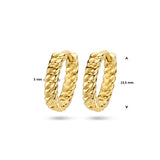 14 Karaat Geelgouden Klapoorringen Schakelmotief - Diameter 13.5 en Breedte 3mm