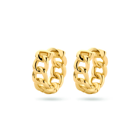 14 Karaat Geelgouden Klapoorringen Schakelmotief - Diameter 11mm en Breedte 3.5mm